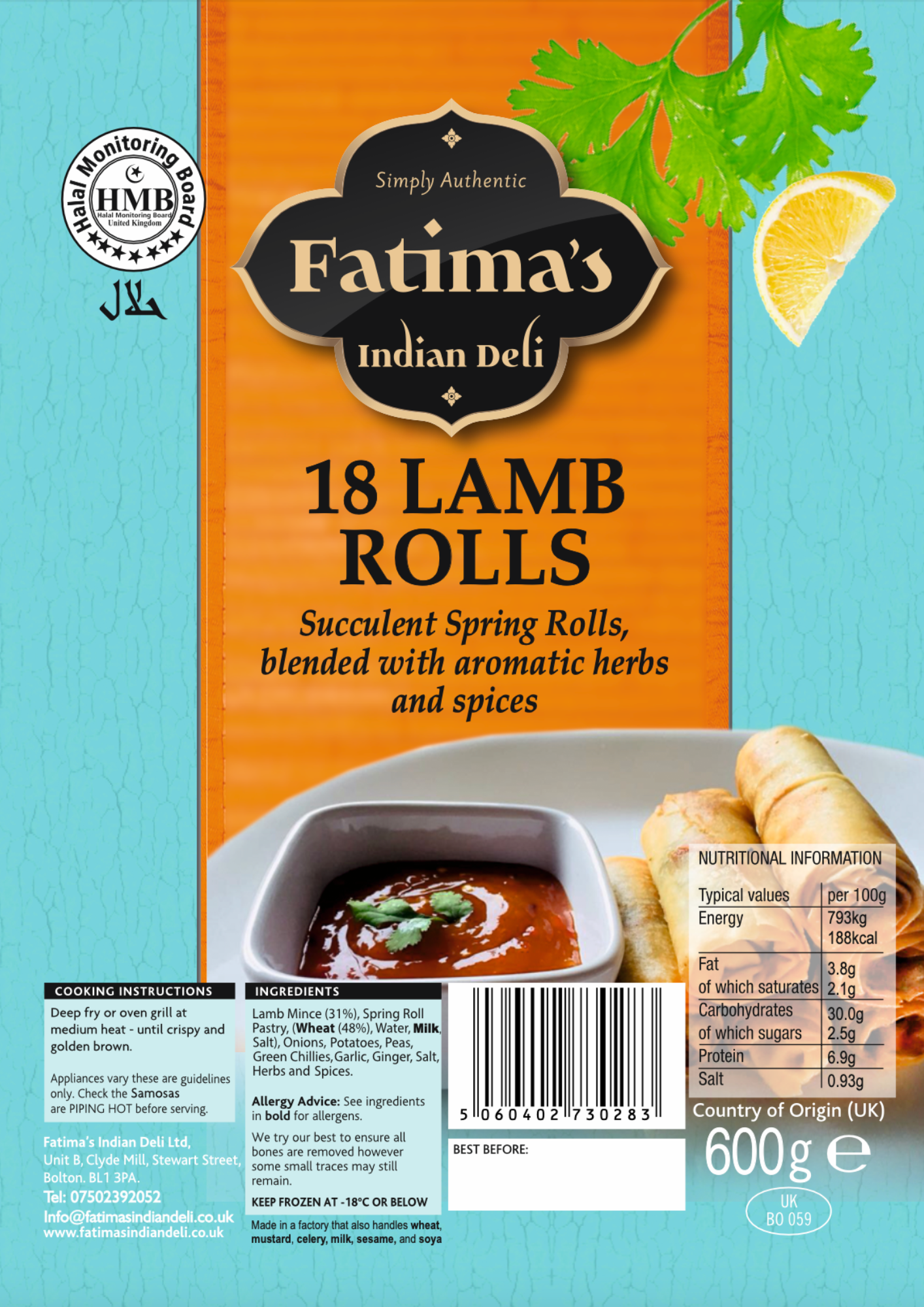 Lamb Spring Rolls (Pack of 18 or 50)