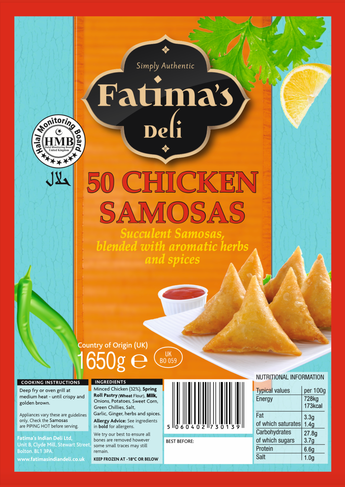 Chicken Samosas (Pack of 18 or 50)