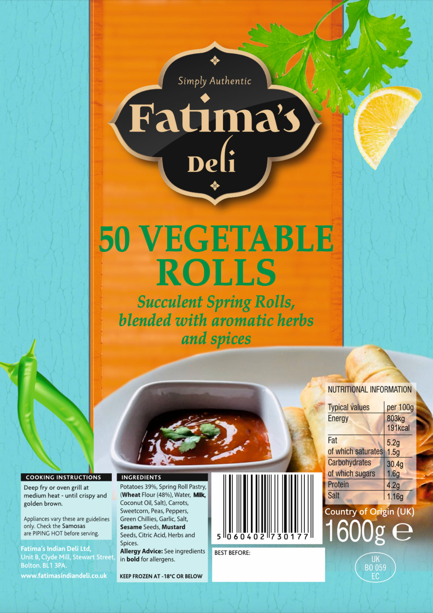 Vegetable Spring Rolls (Pack of 18 or 50)