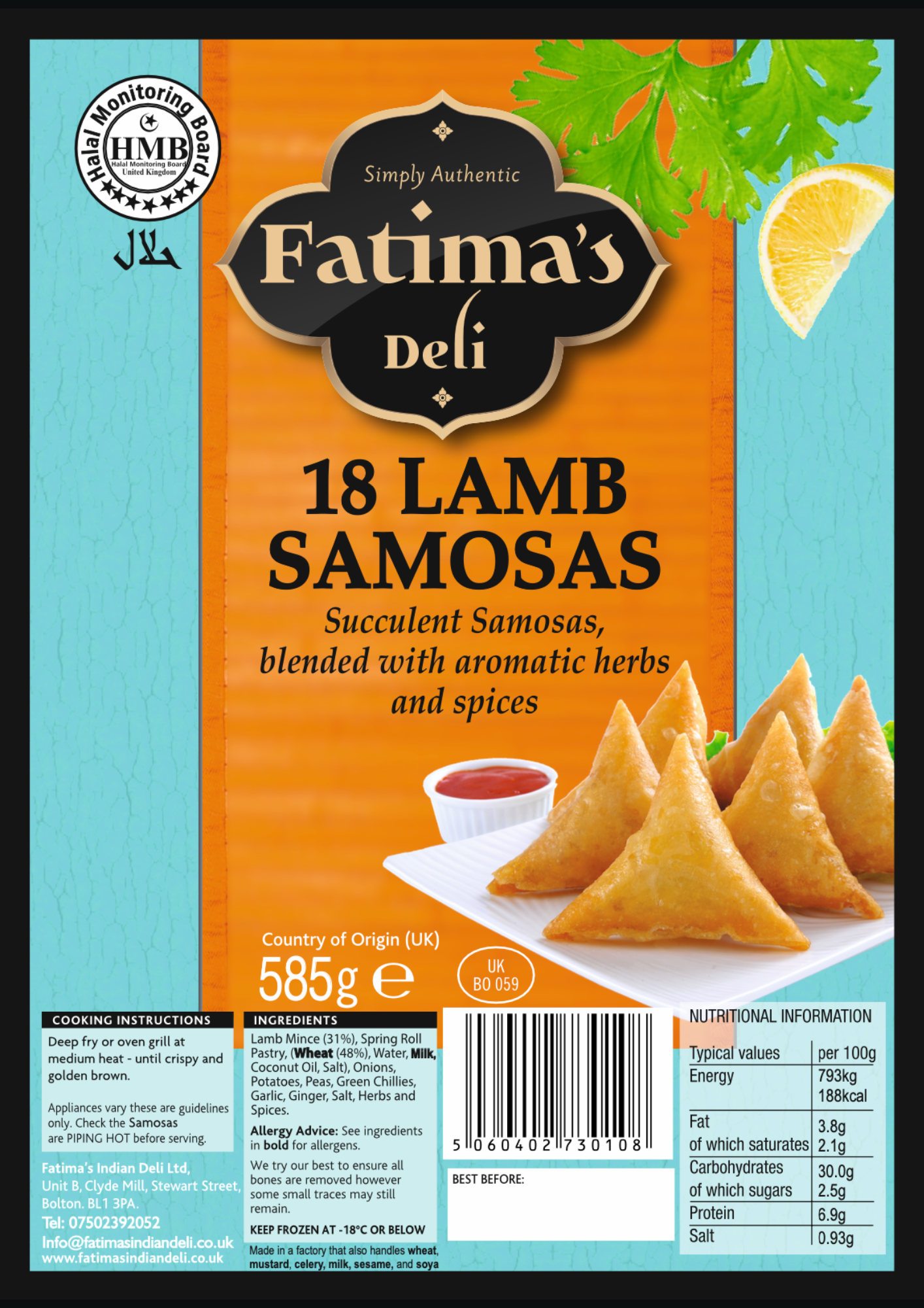 Lamb Samosas (Pack of 18 or 50)