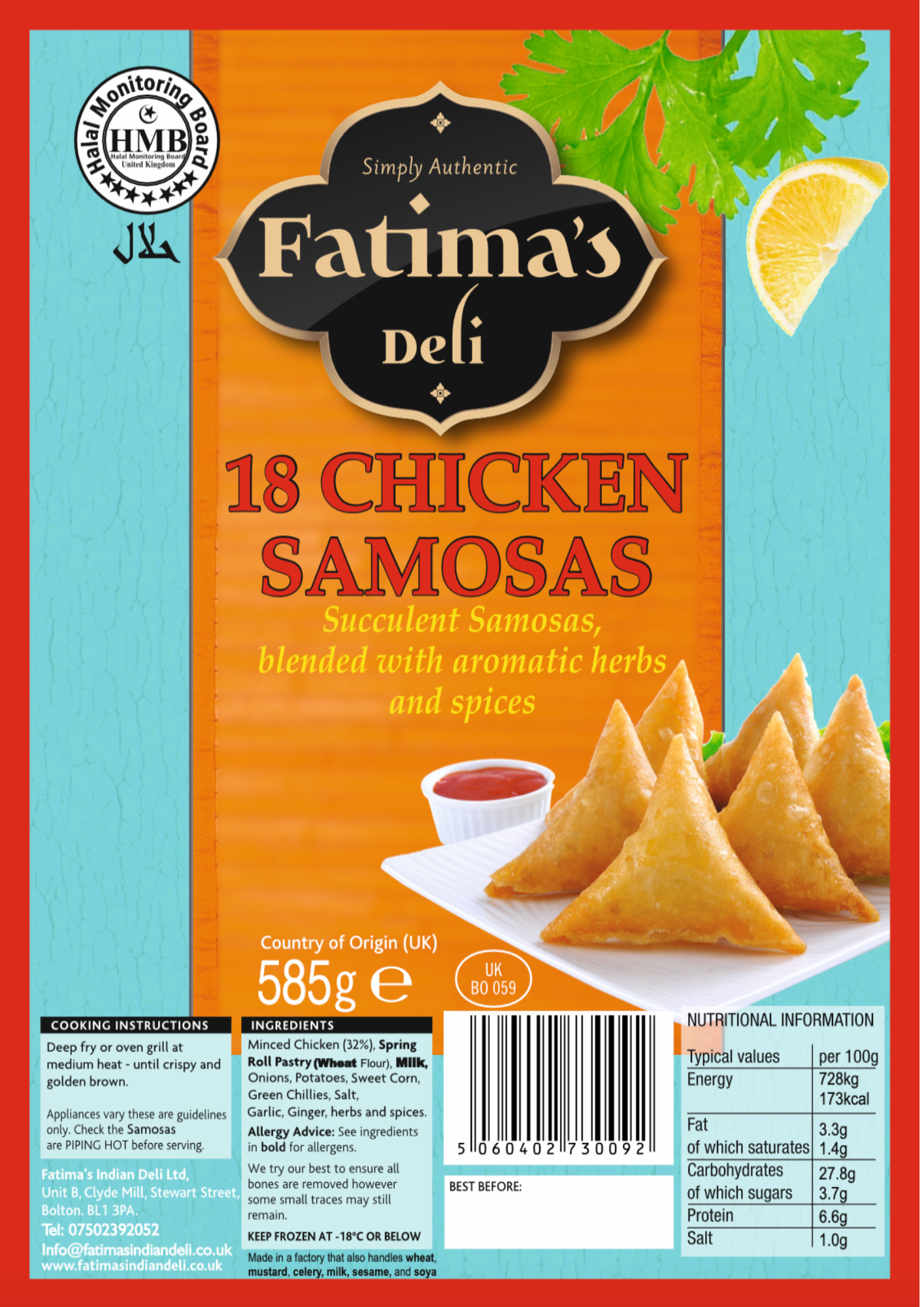Chicken Samosas (Pack of 18 or 50)