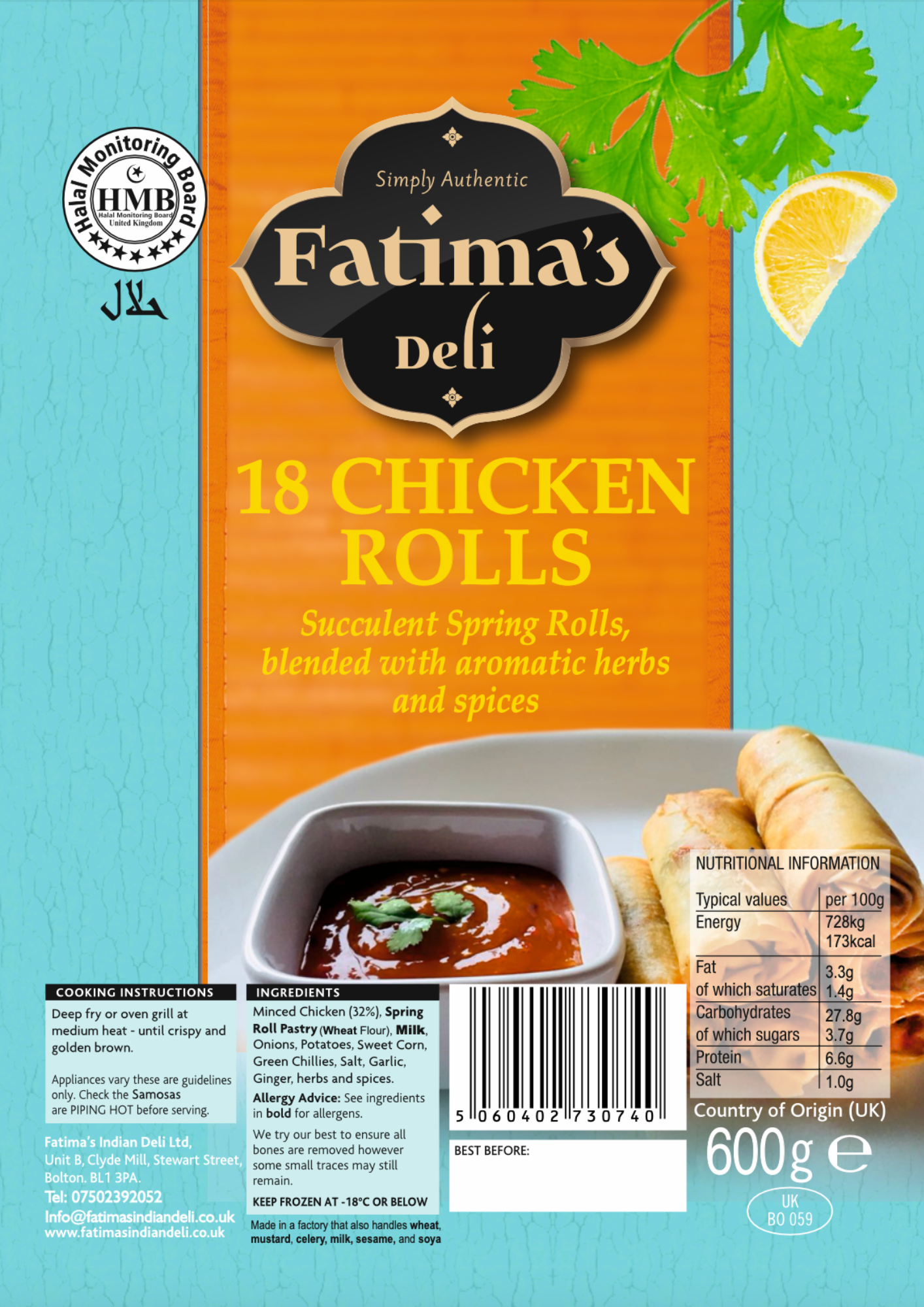 Chicken Spring Rolls (Pack of 18 or 50)