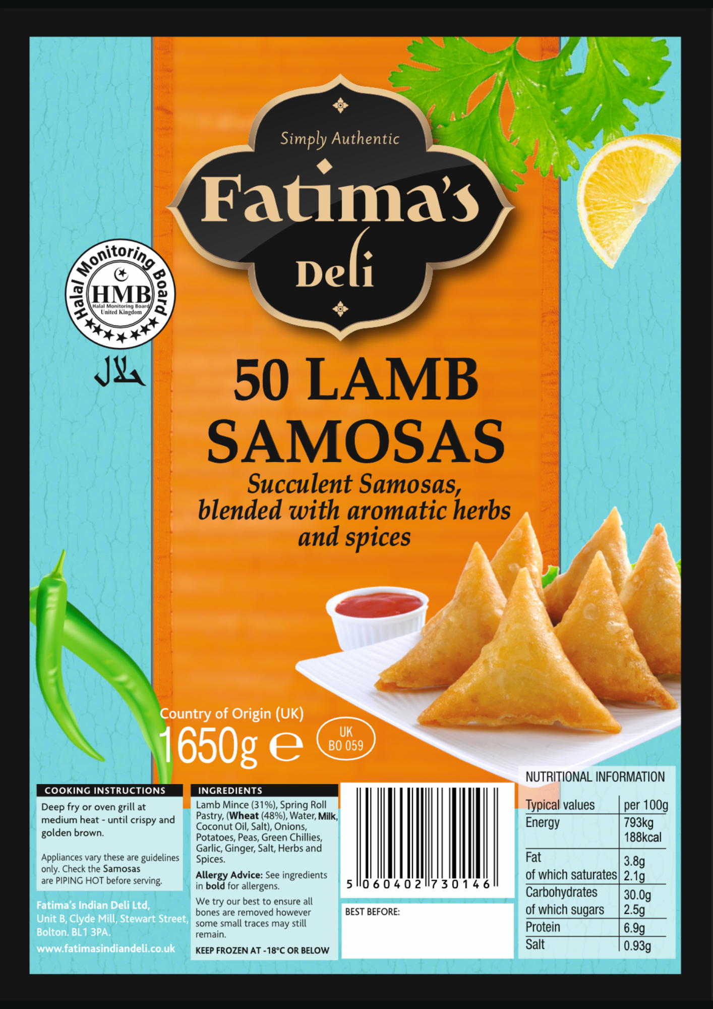 Lamb Samosas (Pack of 18 or 50)