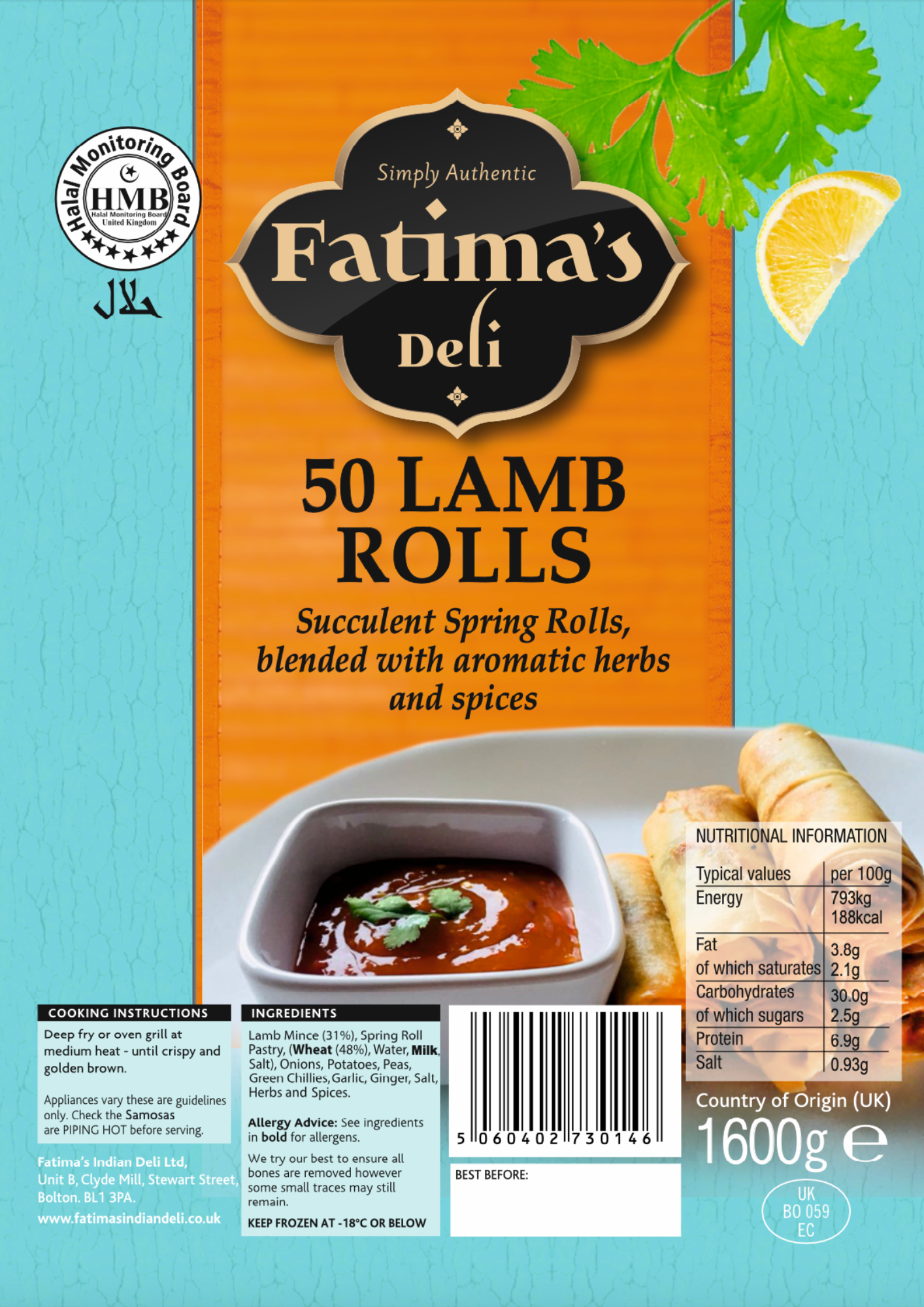 Lamb Spring Rolls (Pack of 18 or 50)