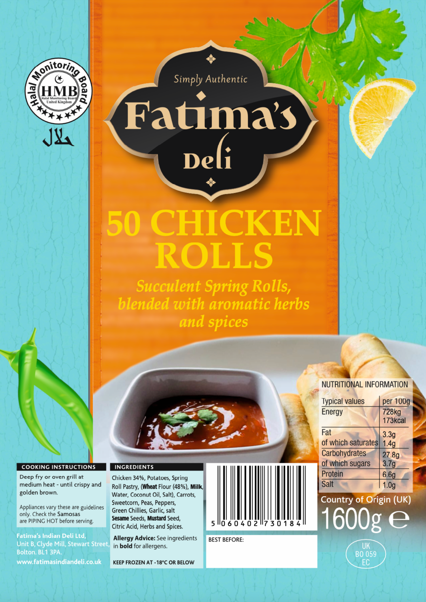 Chicken Spring Rolls (Pack of 18 or 50)