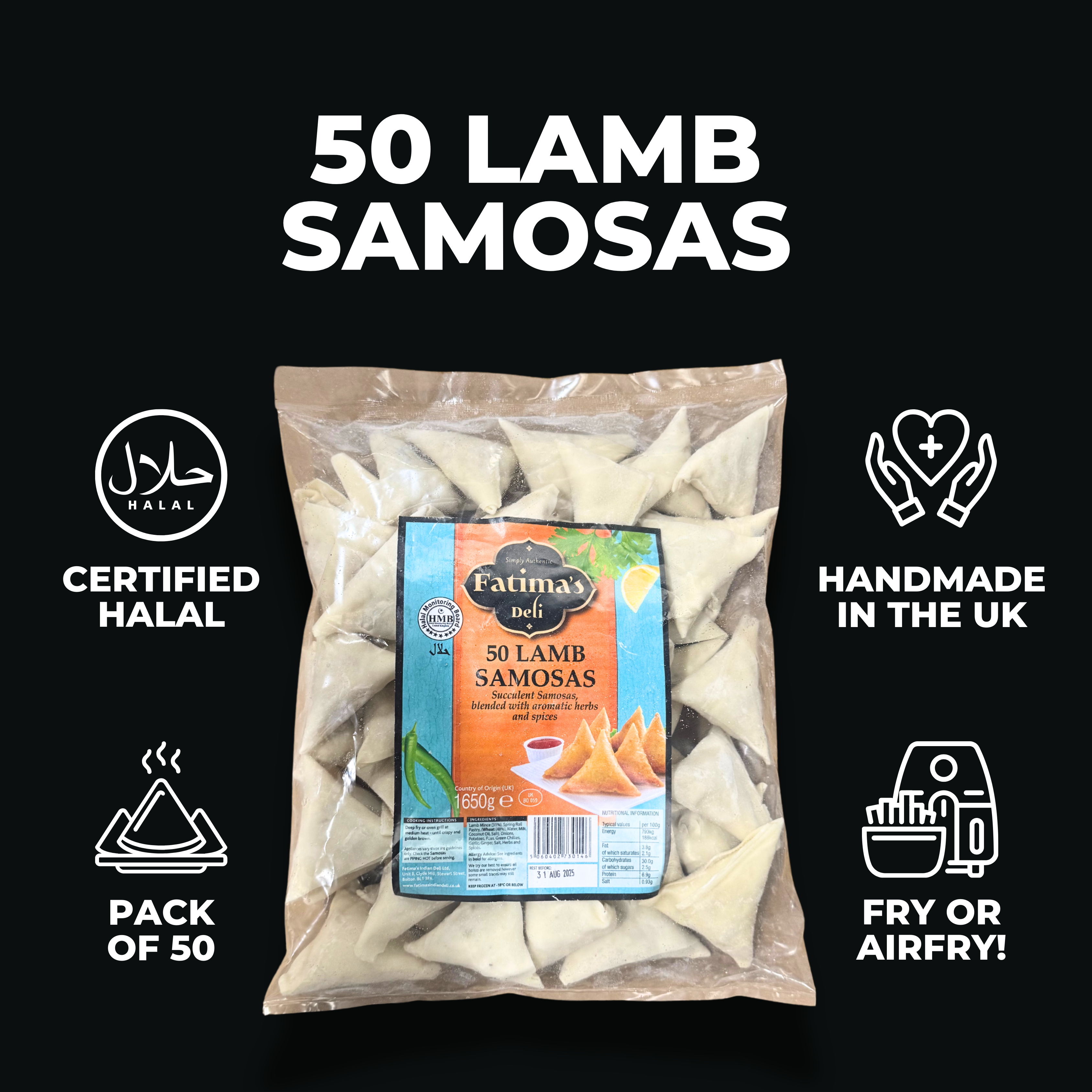 Lamb Samosas (Pack of 18 or 50)